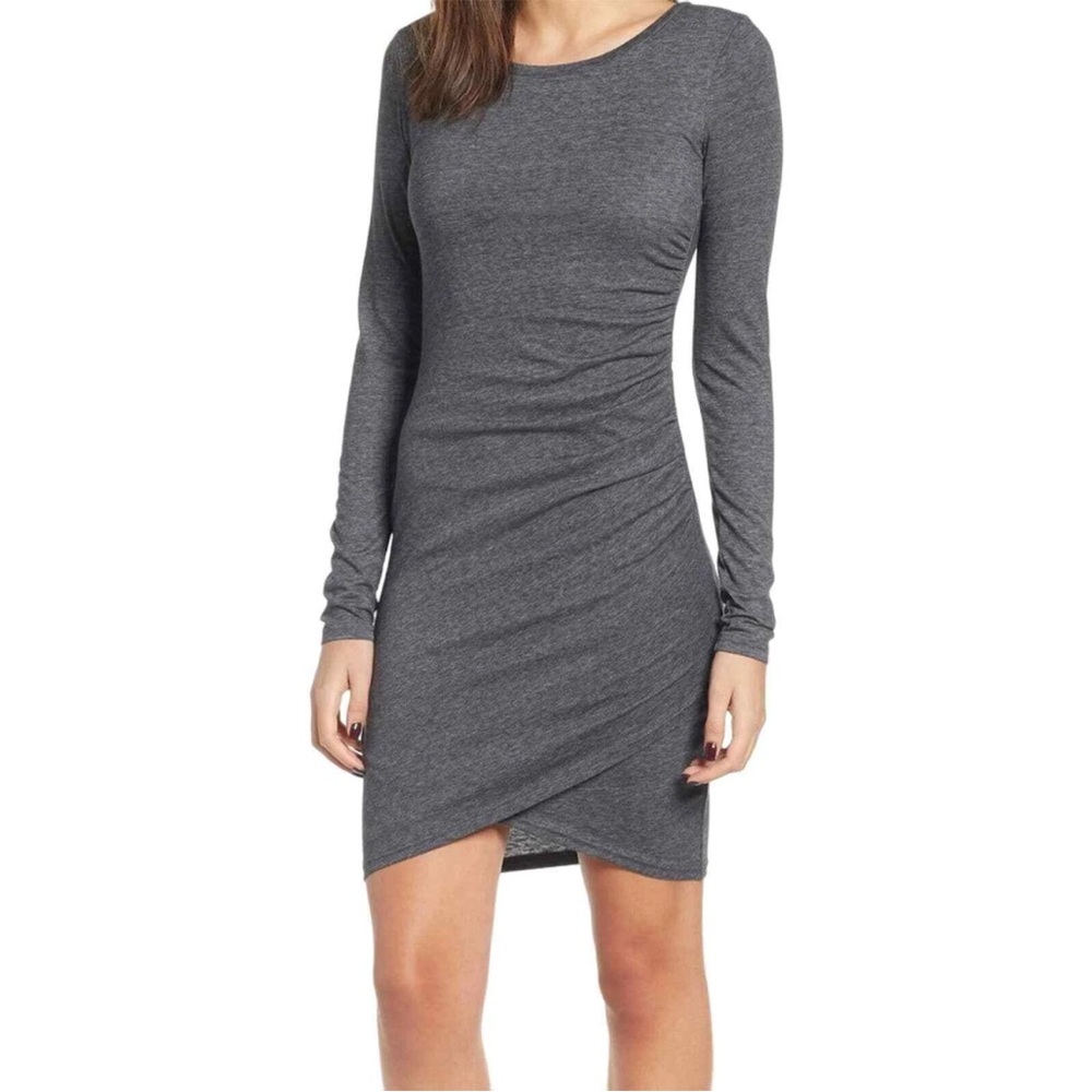 Leith Charcoal Gray Long Sleeve Dress